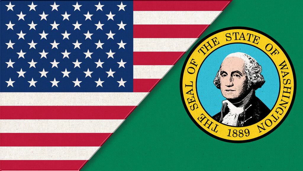 USA and Washington flag